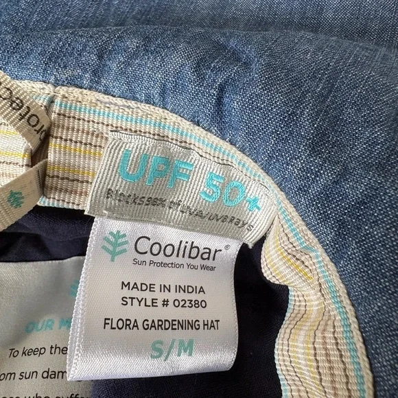 Coolibar upf 50 flora gardening hat chambray size small - Picture 8 of 9